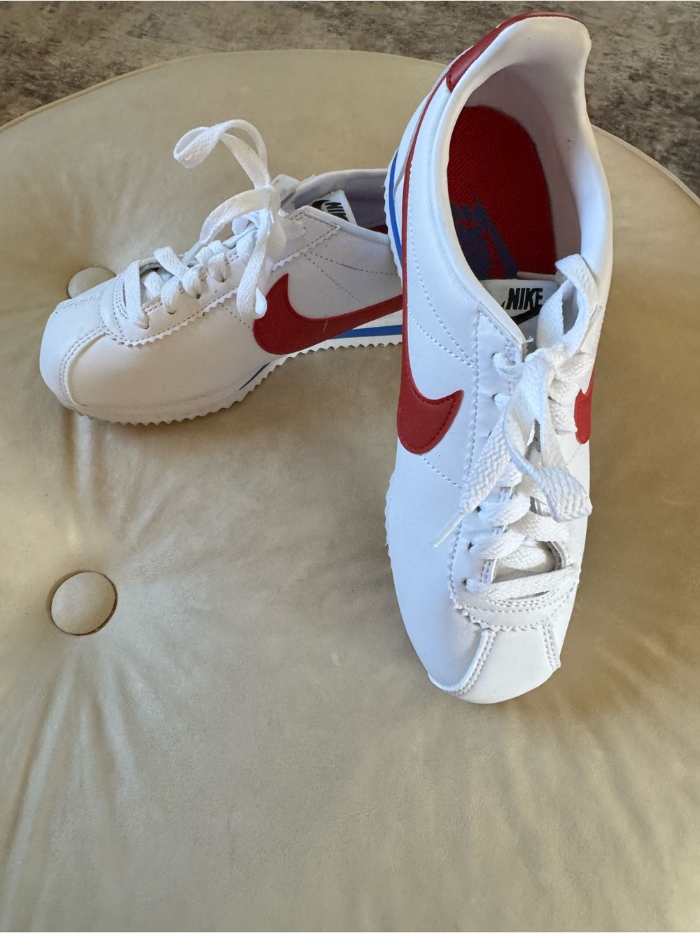 Nike women’s Cortez White Sneakers with Red Swoosh